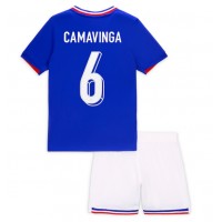 Francúzsko Eduardo Camavinga #6 Domáci Detský futbalový dres ME 2024 Krátky Rukáv (+ trenírky)